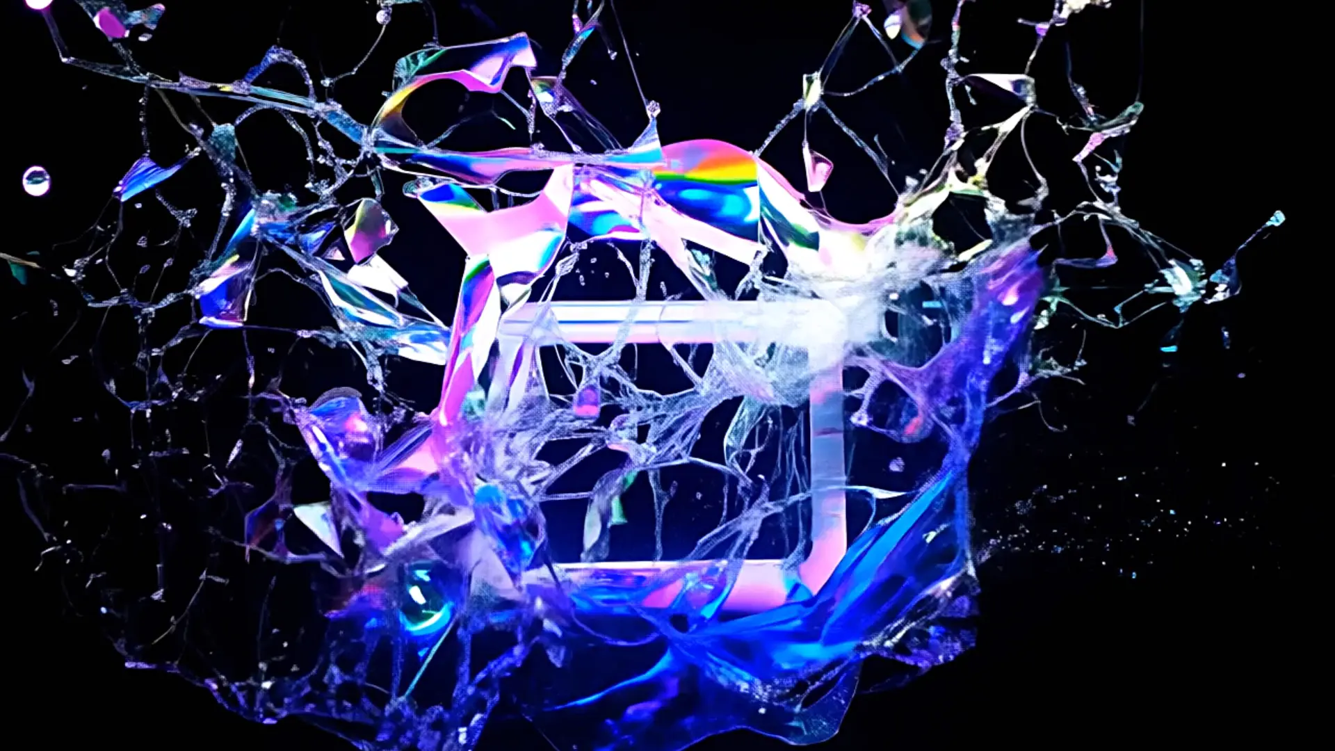 Glowing Box with Shattered Glass Background for Logo Animation